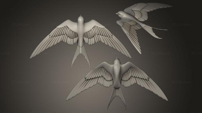 Bird figurines (Swallow in flight, STKB_0072) 3D models for cnc